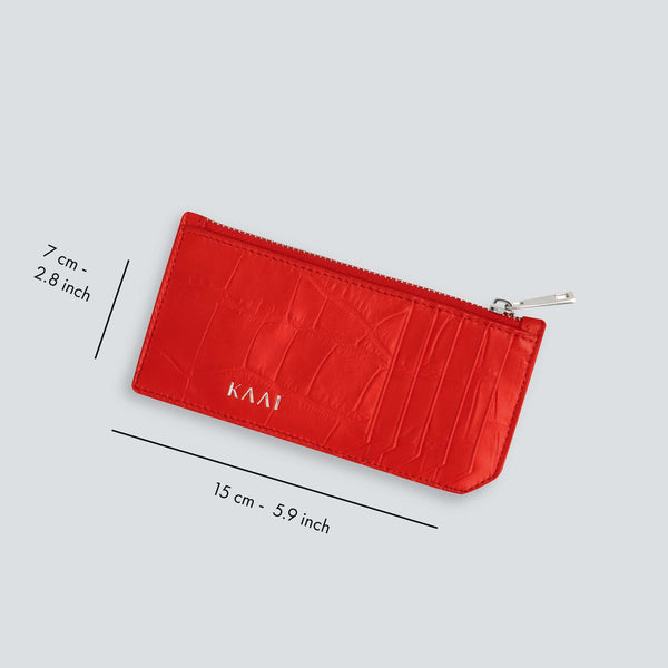 Cardholder - soft croco poppy red