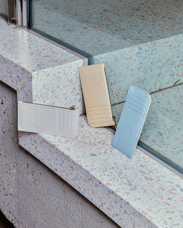 Cardholder - ostrich butter yellow
