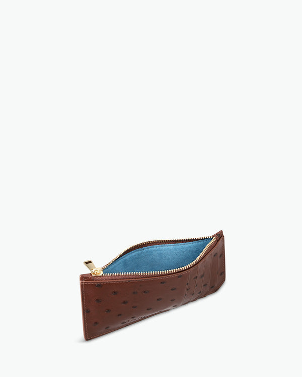 Cardholder - ostrich chocolate brown