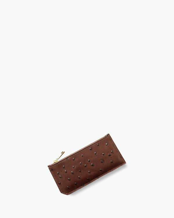 Cardholder - ostrich chocolate brown