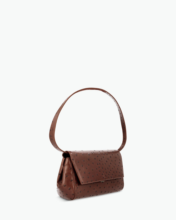 Ikon Clutch - ostrich chocolate brown