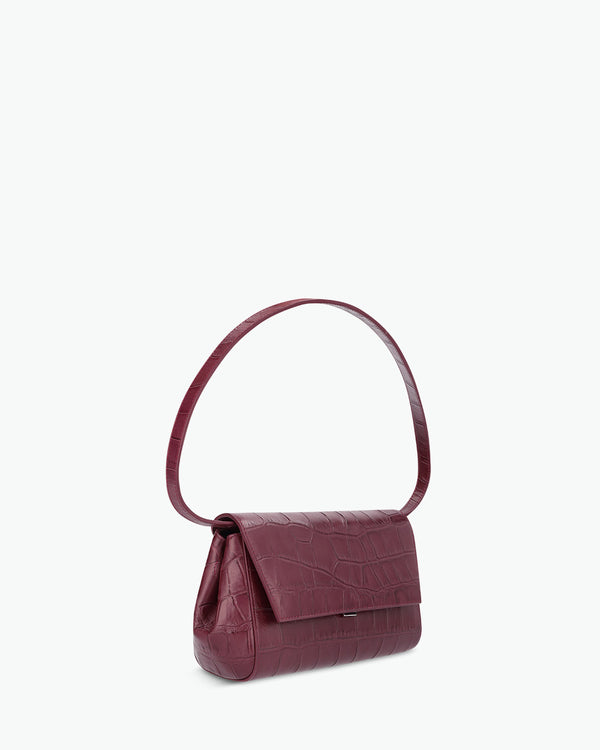 Ikon Clutch - soft croco merlot