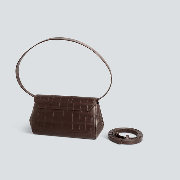 Ikon Clutch - soft croco espresso