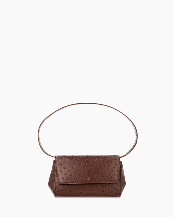 Ikon Clutch - ostrich chocolate brown