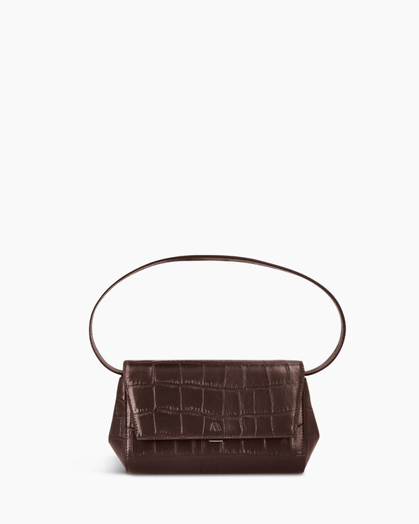 Ikon Clutch - soft croco espresso
