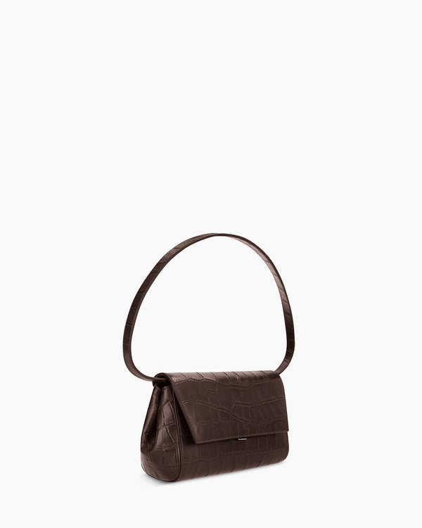 Ikon Clutch - soft croco espresso