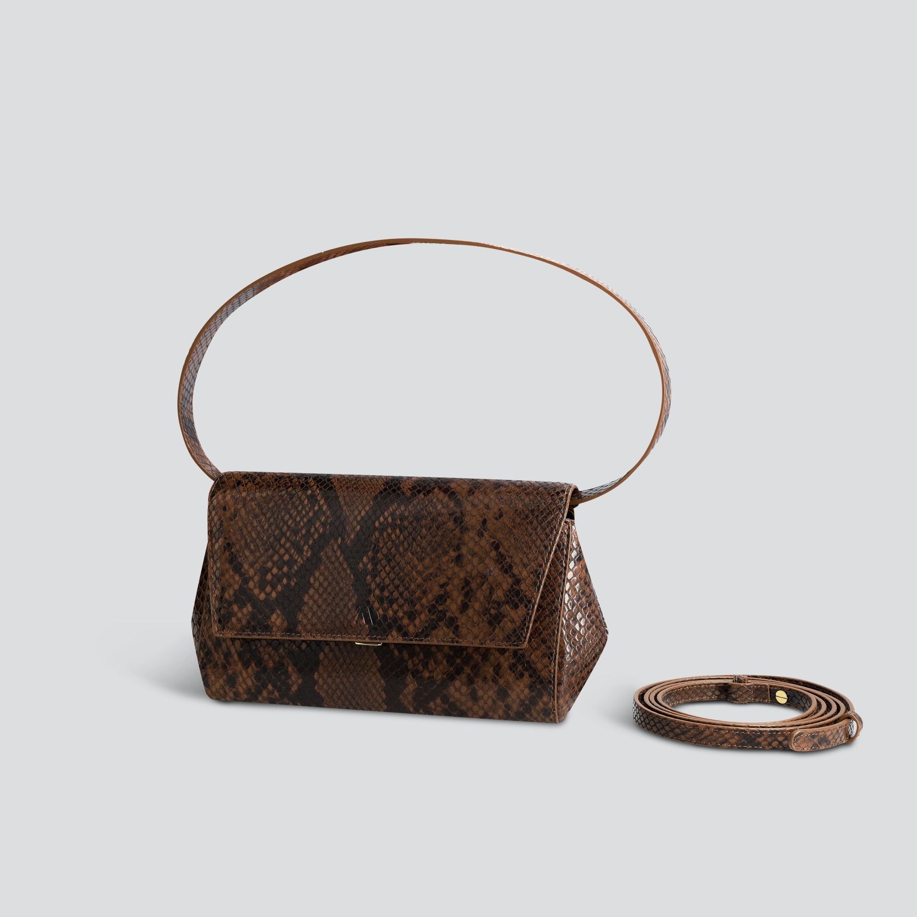 Ikon Clutch snake dark brown – Kaai Bags North America