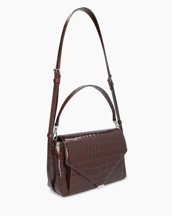 Muse Shoulderbag - croco dark chocolate