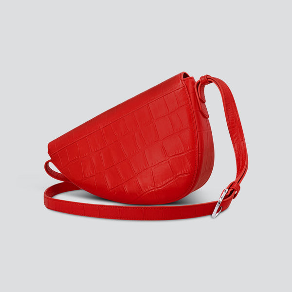 Rebel Cross Body  - soft croco poppy red