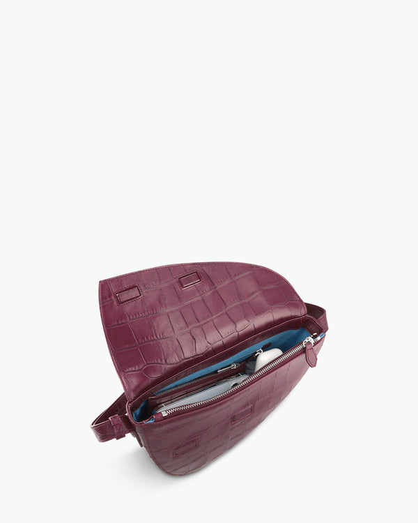 Rebel Cross Body  - soft croco merlot