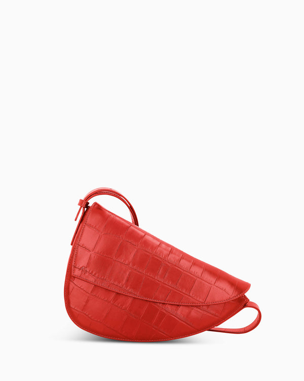 Rebel Cross Body  - soft croco poppy red