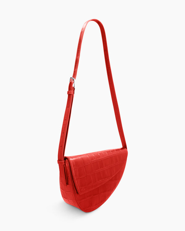 Rebel Cross Body  - soft croco poppy red