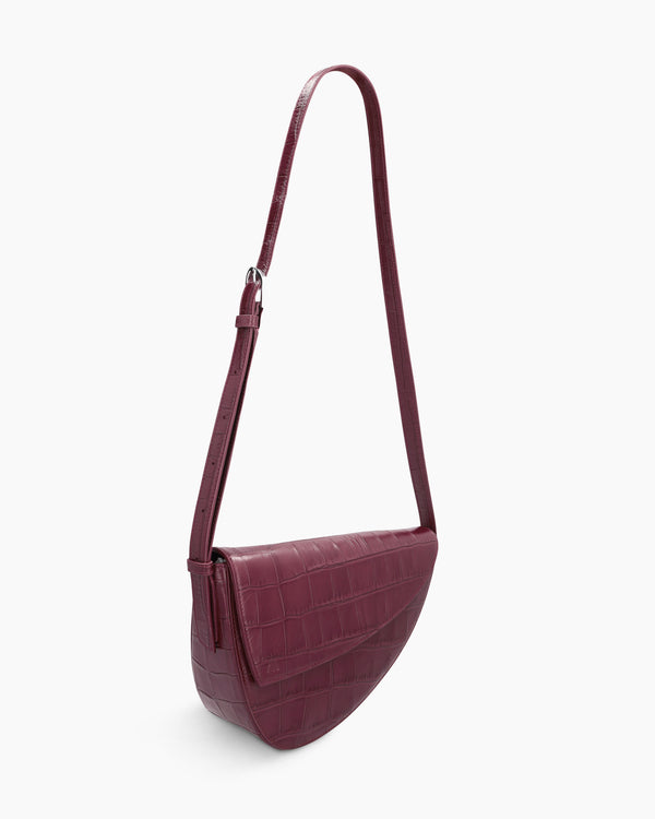 Rebel Cross Body  - soft croco merlot