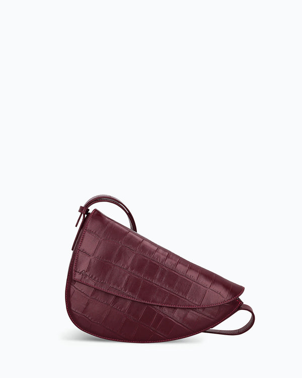 Rebel Cross Body  - soft croco merlot